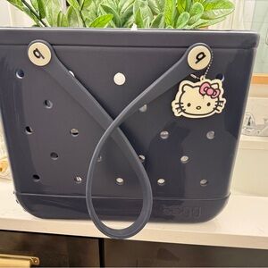 Bogg Navy Tote with Hello Kitty Charm
